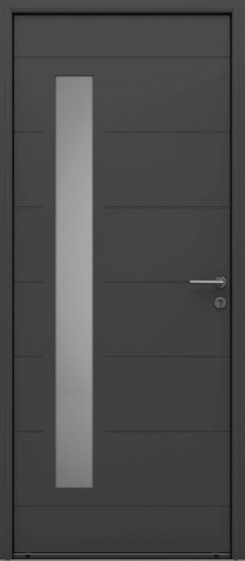 Porte d'Entrée Aluminium 60 Luzia Vitrée avec Rainures Horizontales Sur Mesure Référence: Porte Alu 60 Luzia_0