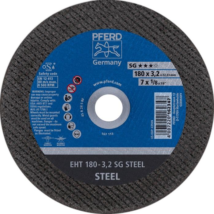 Disque à  tronçonner SG STEEL D180x3,2 mm droit acier perçage 22,23 mm PFERD_0