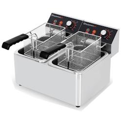 Friteuse 2x4 Litres Électrique Professionnelle - 2 x 2500 watts - 230 Volts - Idéal pour le snacking - Equipementpro - EF-4L-2_0