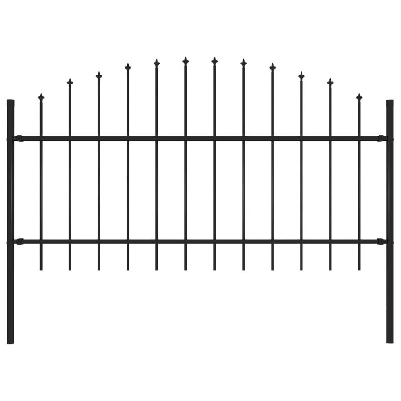 Vidaxl clôture de jardin avec dessus en lance acier 1,7 m noir 144942_0