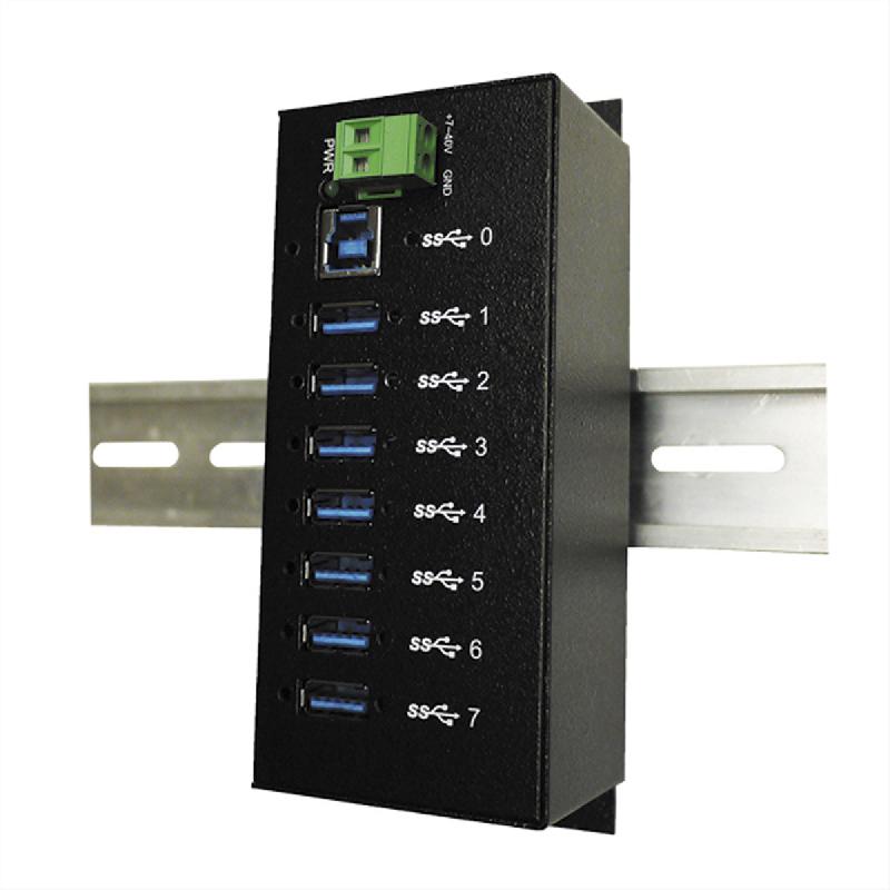 EX-1187HMVS hub USB 3.2 Gen1 à 7 ports, kit rail DIN_0