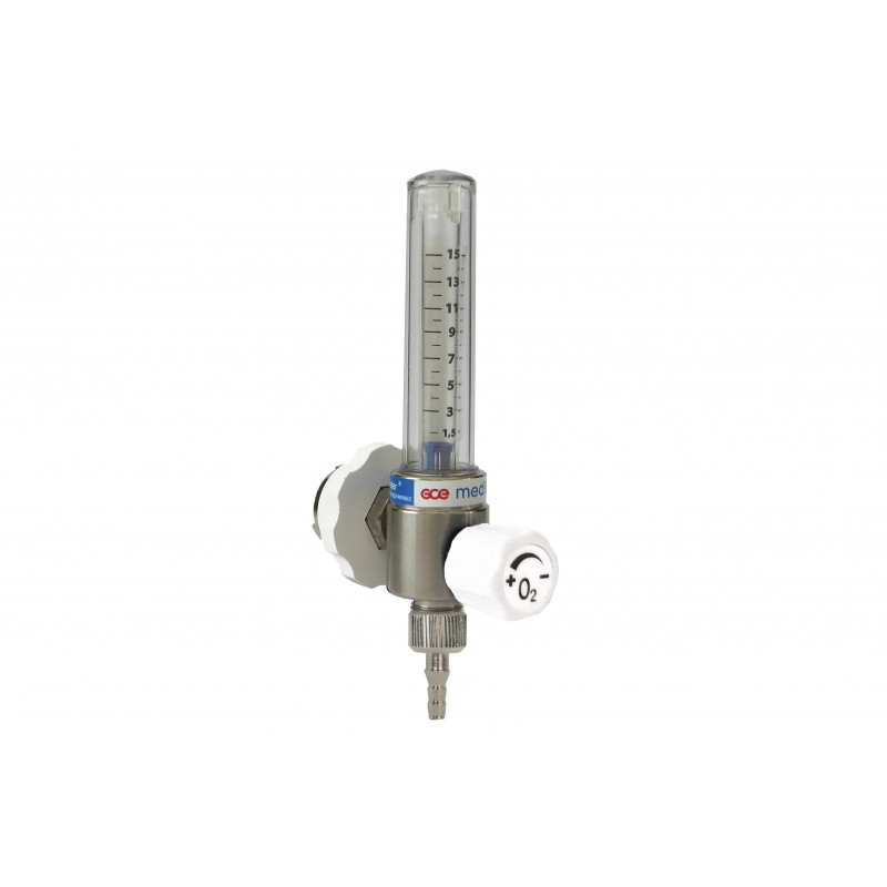 Débitmètre O2 medimeter GCE 0-15l/mn Olive - Flotteur à surface plate - Design ergonomique - 3 plages de débit - Embout verrouillable ou système de montage au rail_0