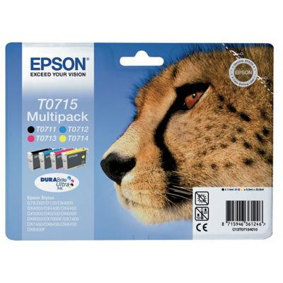 Pack 4 cartouches Epson T0715 noir et couleurs (cyan + magenta + jaune) pour imprimantes jet d'encre_0