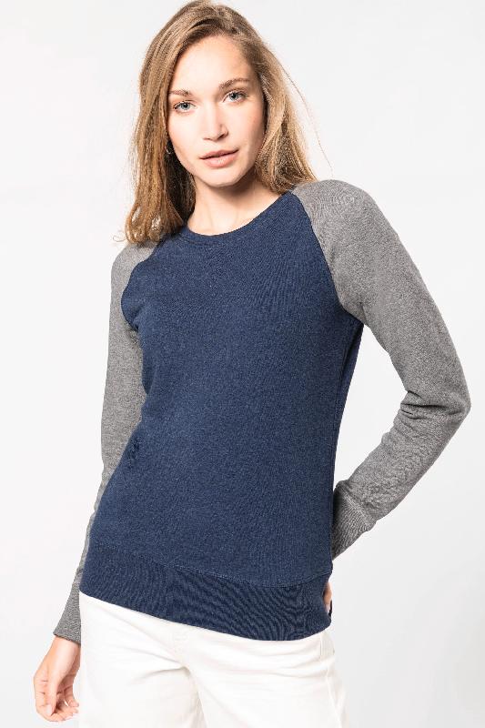 Sweat-shirt French Terry Bio bicolore col rond manches raglan femme - Réf: K492 - Kariban_0