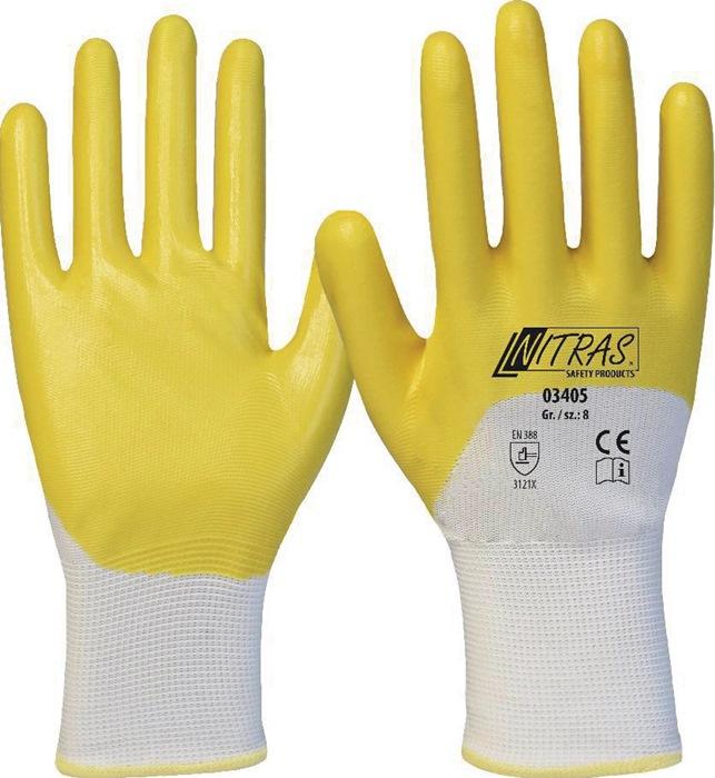 Gant 03405 taille 10 blanc/jaune PES avec nitrile EN 388 catégorie EPI II 12 NITRAS_0