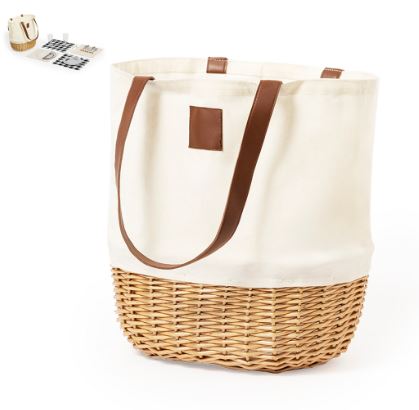 Sac picnic en  osier et coton de finition naturelle - Laudan  20468_0