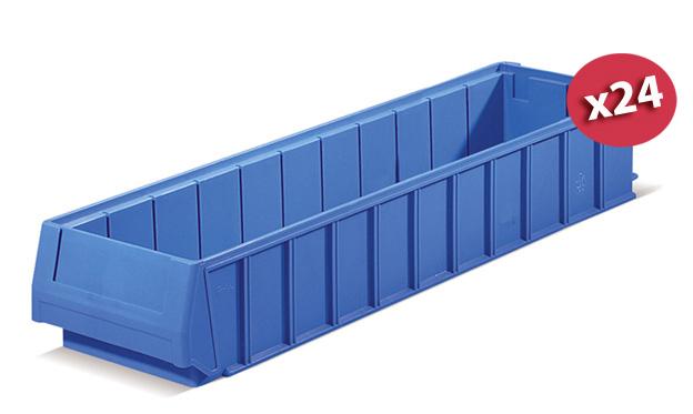 Carton de 24 bacs tiroirs plastique multibox bleu l.160 x p.600 mm_0