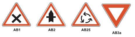 Signalisation d'intersection et de priorité type AB Classe 1,2, et classe 2_0