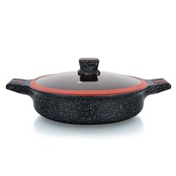 Cocotte peu profonde recouverte de Granit avec couvercle en verre 28cm  HGRSSLW28 usage non-intensif Herzberg - 5404035004326_0