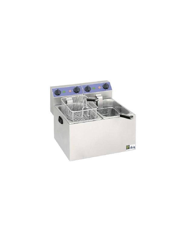 Friteuse électrique professionnelle 2x4 Litres à poser - Inox satiné - 230V / 4kW - SF44_0