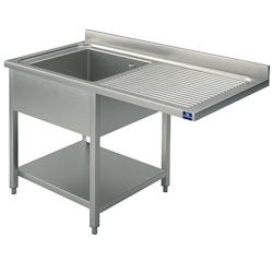 Plonge Sur Piètement Avec Étagère Inférieure, Place Pour Lave-Vaisselle, 1 Bac à Gauche, 1400X600 mm - Mastro - 7864909376580_0