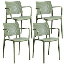 Oviala Business Lot de 4 chaises de terrasse en plastique vert cactus - Oviala - vert plastique polypropylène 112524_0