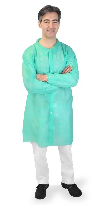 50 blouses vertes ou bleues CE à usage unique, sans poches, fermeture pressions - BLSPCNTEVT-IM02_0