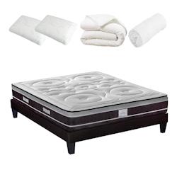 Ensemble   Matelas Ressorts ensachés + Sommier + Accessoires 140x200 cm DIVIN HYPSOM - blanc Mousse à mémoire de forme 4VP.DI.K15.K.1420_0