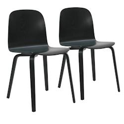 Oviala Business Lot de 2 chaises en contreplaqué noir - noir Bois massif 111746_0