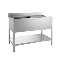 Plonge Inox Avec Etagère Démontable - Profondeur 600 - Combisteel - l200- L120- P60- h85- Acier Inoxydable - 7435137899891_0