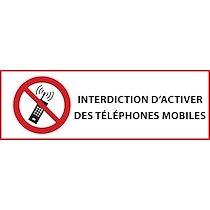 Panneau d'interdiction - Interdiction d'activer des téléphones mobiles - P013   - 297 x 105 - PVC - Lot de 2_0