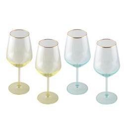 Aulica Lot De 4 Verres A Vin Vert Et Jaune - multicolore 964817_0