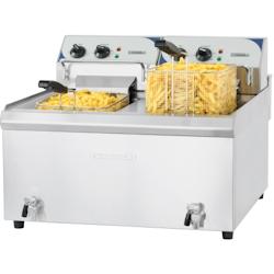 Friteuse électrique avec vanne de vidange 2 x 10 litres haut rendement - GCFEV102TC_0