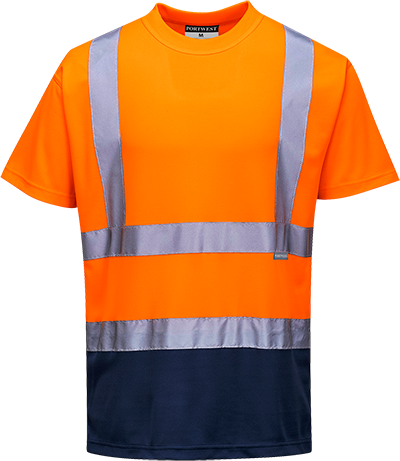 T-shirt bicolore orange marine s378, xl_0