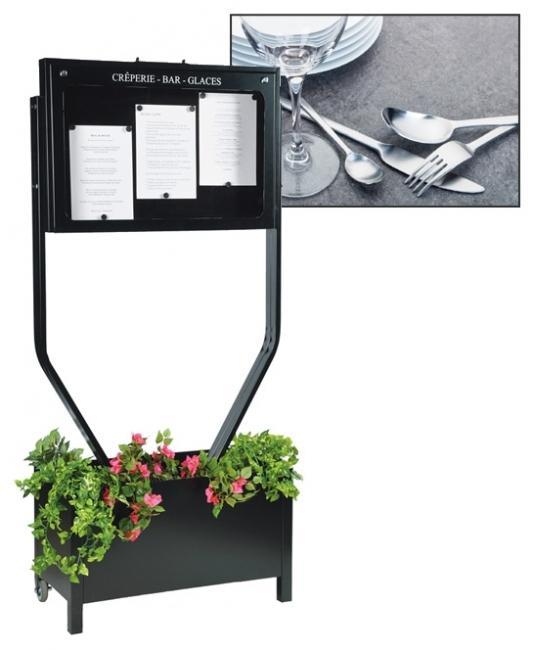 Porte menu exterieur pied jardiniere lumineux luberon jurine_0