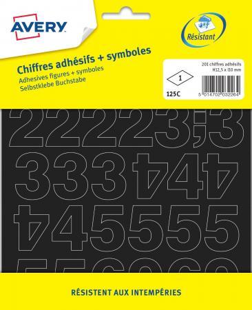 Chiffres autocollants 5 en relief 40 mm noir, lot de 5 - Stickers  signalétique