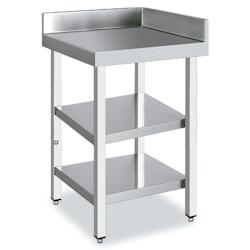 Distform Table Inox d'Angle avec Dosseret et 2 Etagères - 700x600 - - 641094232511_0