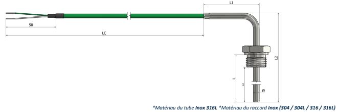 Thermocouple à visser Raccord fixe (angle 90°) (Type 1) - TR13_0