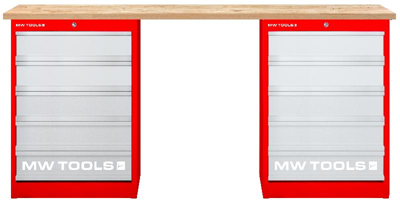 Établi modulaire Rubberwood avec 2 armoires à tiroirs 5T 2000 mm MW Tools_0