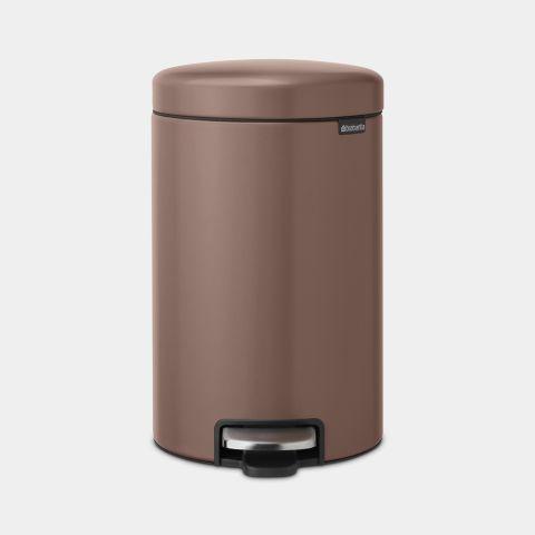 Poubelle à pédale NewIcon 12 litres - Satin Taupe - Brabantia - Petite taille, pédale en acier inoxydable, couvercle anti-odeurs et système anti-basculement_0