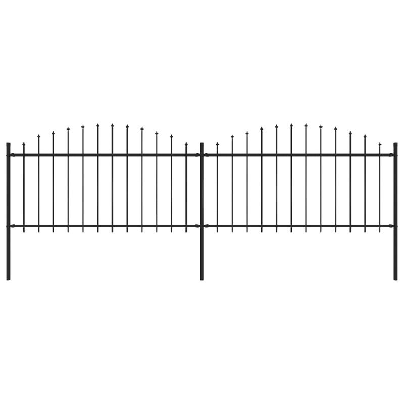 Vidaxl clôture de jardin à dessus en lance acier (1,25-1,5)x3,4 m noir 277731_0