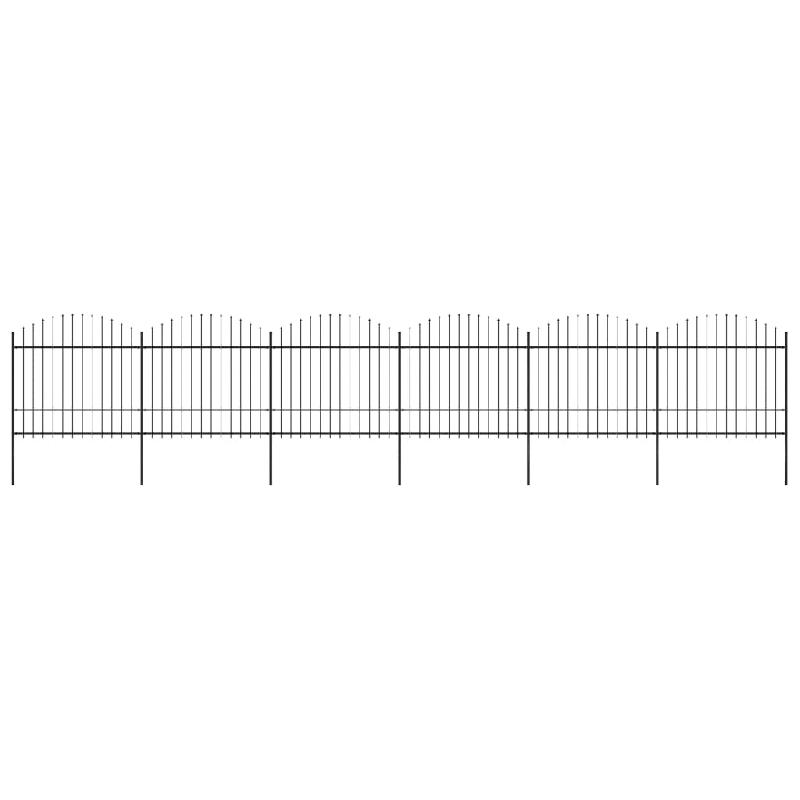 Vidaxl clôture de jardin à dessus en lance acier (1,5-1,75)x10,2m noir 277744_0