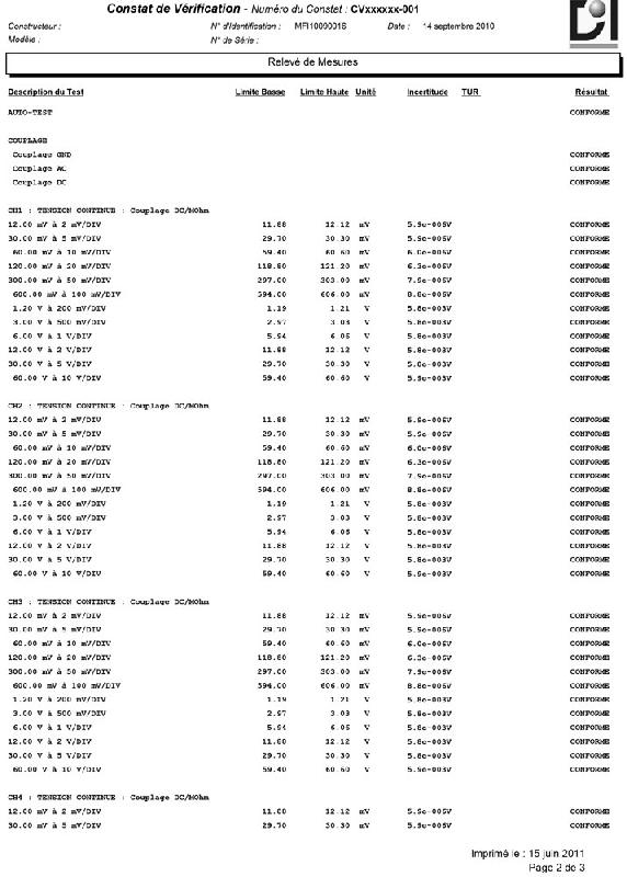 PV-FI33102U | Constat de vérification pour oscilloscope FI 33102U_0