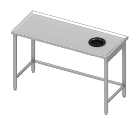 Table de travail inox centrale sans étagère 800x600x900 avec trou vide dechets  à droite soudée - 933116080_0