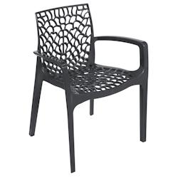 METRO PROFESSIONAL Fauteuil de terrasse Saphir, empilable, polypropylène high mop, 56.5 x 55 x 81 cm, anthracite - noir plastique polypropylène 4337_0