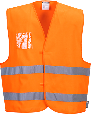 Gilet hv avec porte-badge double entrée orange c475, lxl_0