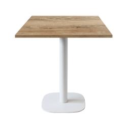 Restootab - Table 70x70cm - modèle Round pied blanc chêne slovène - marron fonte 3760371511105_0