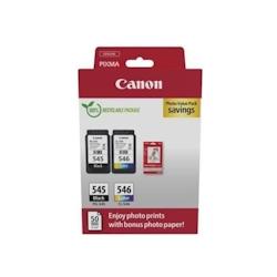 Pack de 2 cartouches d'encre + pack papiers photo - CANON - PG-545 Noir + CL-546 Couleur Canon - 3666749593523_0