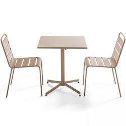 Oviala Business Ensemble table de jardin carrée et 2 chaises métal taupe - Oviala - gris acier 106883_0