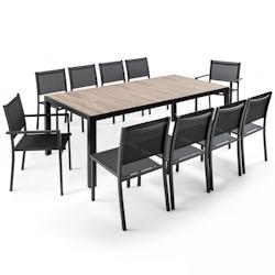 Oviala Business Ensemble table de jardin et 10 assises en aluminium et céramique - gris aluminium 104154_0