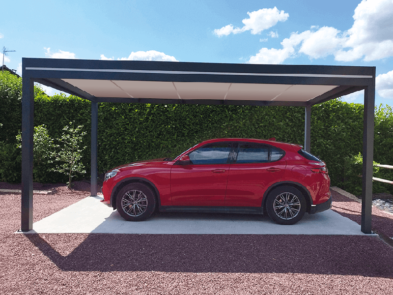 Carport Aluminium Toit Plat Panneaux Sandwich Isolant 62mm OBX Autoporté Sur Mesure Référence: Carport OBX 62 ilot_0