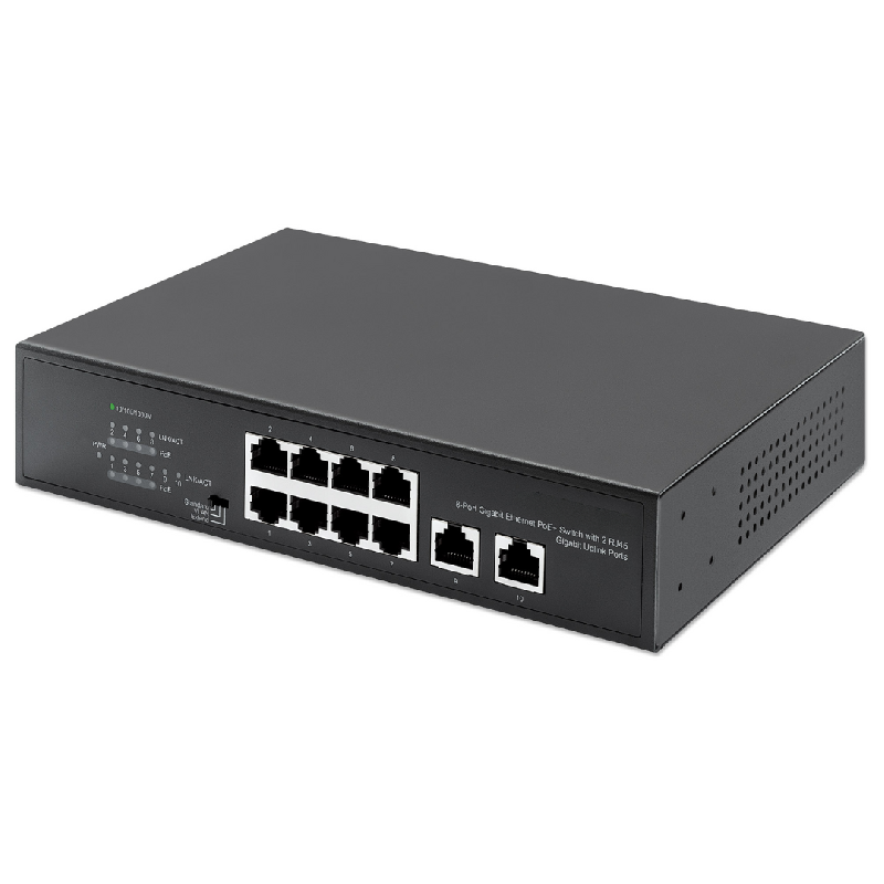 Switch Gigabit Ethernet PoE+ à 8 ports avec 2 ports Uplink - 120W PoE, Desktop - Bravour®_0