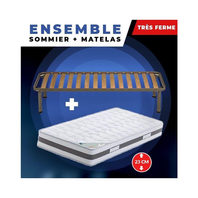 LOT DE 2 MATELAS 80X190 + SOMMIERS + PIEDS + PROTÈGE ...