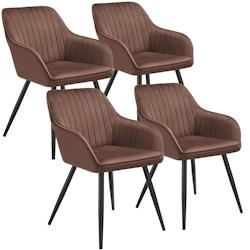 TecTake GmbH tectake Chaise MARILYN en velours - brun-noir, Lot de 4 -405745 - marron acier 405745_0