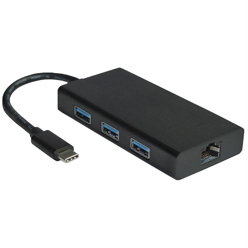 VALUE Convertisseur USB 3.2 Gen 1 type C - Gigabit Ethernet + Hub 3x USB 3.2 Gen 1 Type A_0