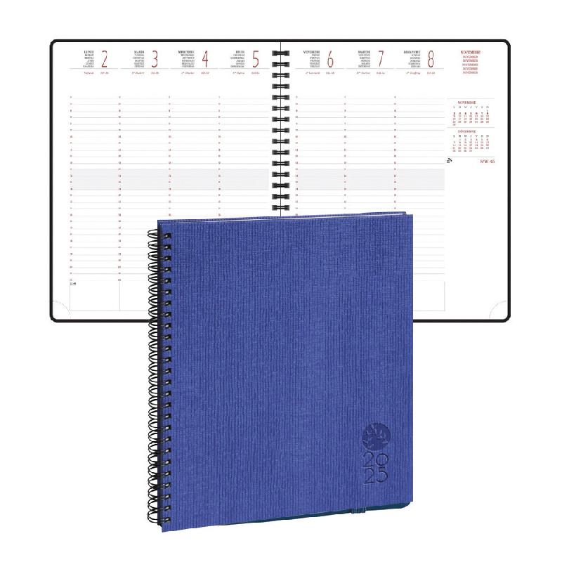 Exacompta Agenda de bureau spiralé Eurotime 22W Forever - 22,5 x 18,5 cm - Bleu - 2025_0