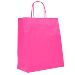 Déstockage // Sac papier fuchsia poignées torsadées 18+8x24 cm - Vendu par 400 - 3760365401382_0