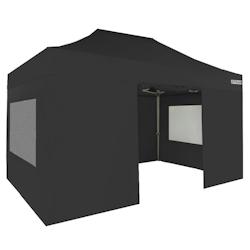 FRANCE BARNUMS Tente pliante PRO 3x4,5m pack fenêtres - 4 murs - ALU 55mm/PVC 580g Norme M2 - noir - FRANCE-BARNUMS - noir métal 234F_0