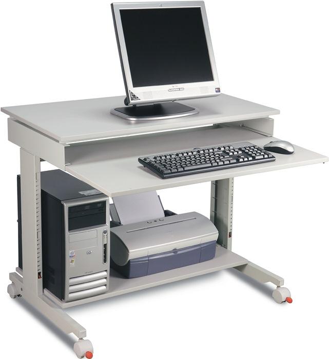 Table de travail pour PC H720-1100xl900xP500 mm gris clair, RAL 7035 mobile_0