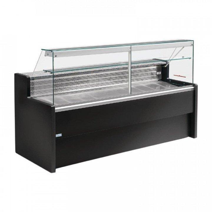 Vitrine réfrigérée vitre droite avec réserve noire - Longueur 150 cm,  220 V - MONO_0